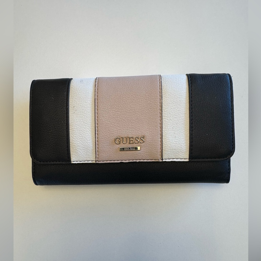 GUESS Black, White, and Pink Women's Wallet